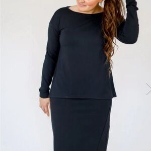 Snoga Courtney Tolliver collection boat, neck, black, long sleeve shirt